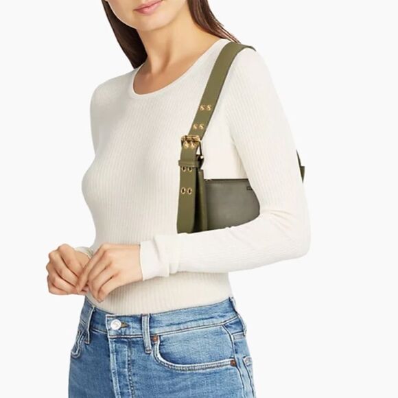 MAX+min The Brooklyn Leather Shoulder Bag Olive - Picture 4 of 17